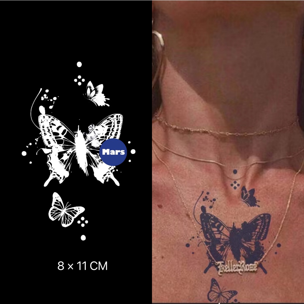 Miếng Dán Hình Xăm Bán Vĩnh Viễn / Bướm / Bướm / Hình Xăm Tạm Thời Lâu Trôi 2 Tuần Phân Hủy Được X066
