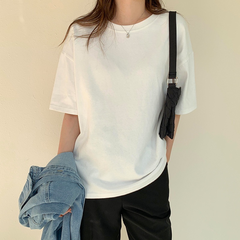 Áo thun trơn tay lỡ dáng rộng unisex, áo phông nam nữ form rộng đen trắng Zinti Shop AT01