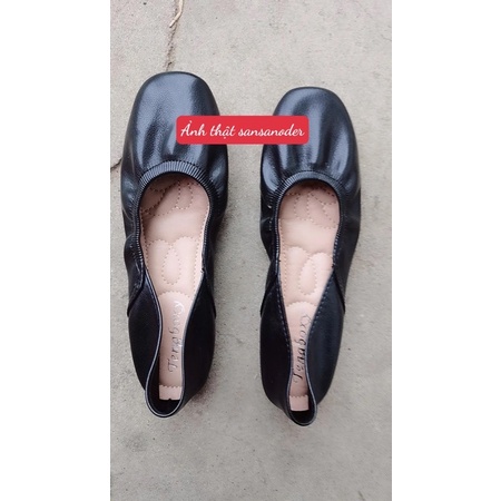 Giày bệt bo chun mũi vuông kèm ảnh thật