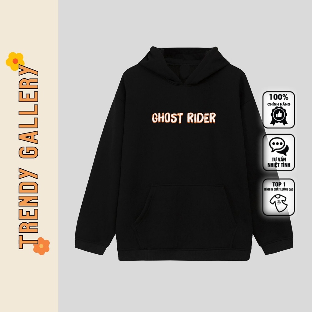 Áo Hoodie  Nam Nỉ Mỏng &quot;ghost Rider&quot; Trendy Gallery, Áo Hoodie Unisex Form Rộng In Hình Cool Ngầu Tv5079