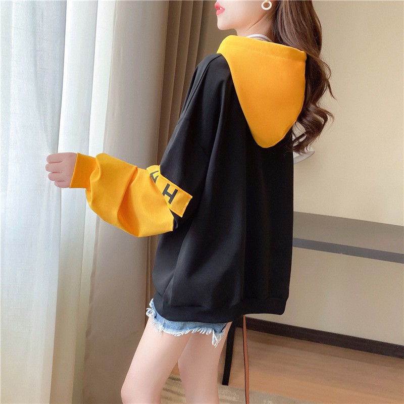 Áo hoodie Nữ dày mịn Delicate phối màu cánh tay, in chữ - Hot trend | BigBuy360 - bigbuy360.vn