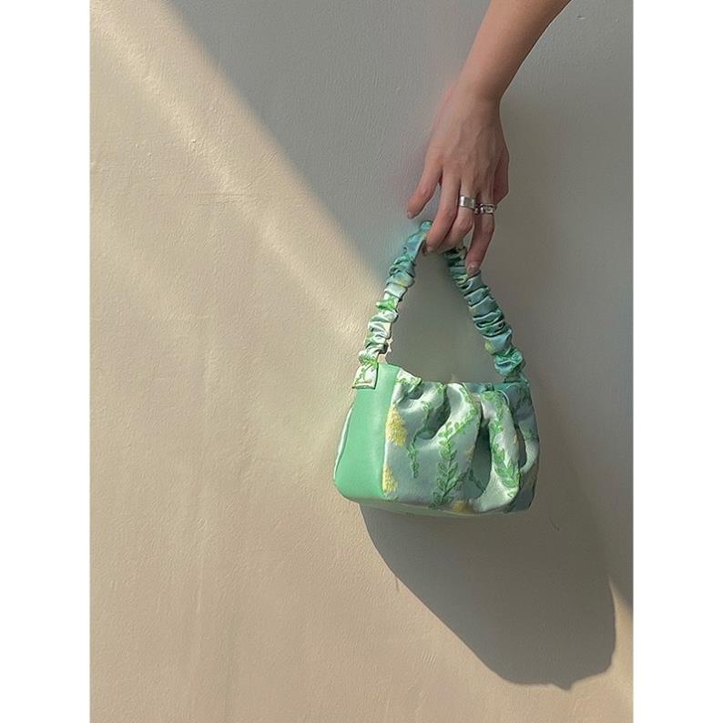 TÚI XÁCH/CẮP NÁCH NỮ THÊU HOA MÀU XANH ĐỘC ĐẸP LẠ, CHẤT DÀY-CHÍNH HÃNG