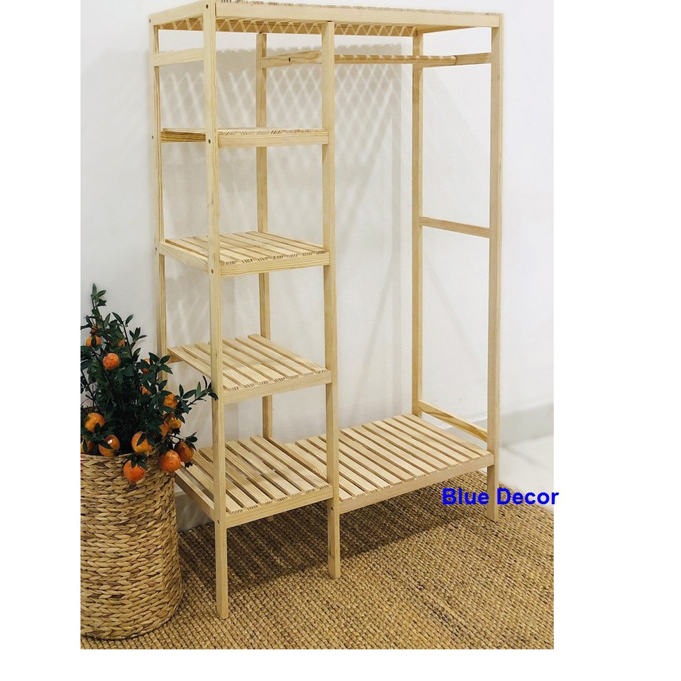 TỦ TREO QUẦN ÁO ĐÔI 5 TẦNG - TỦ TREO QUẦN ÁO GỖ THÔNG - SIZE 97 X 150CM