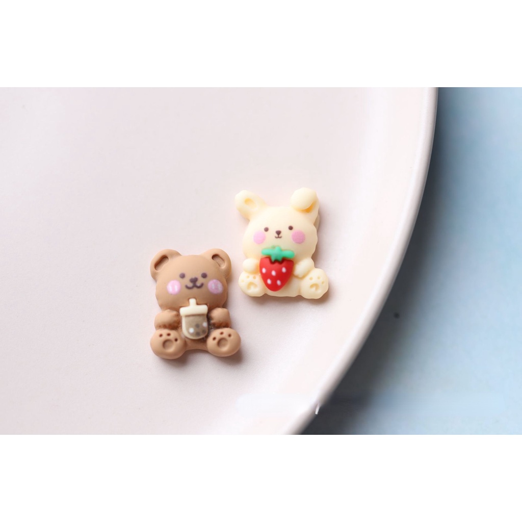 Phụ Kiện Trang Trí Giày / Kẹo / Bánh Quy Hình Thỏ / Hoa / Nơ Màu Nâu Dễ Thương Cho Bé
