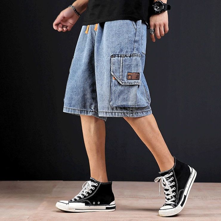 Quần short nam jean Bigsize Quần đùi dáng suông ngố túi hộp đen mùa hè Phong cách Hàn Quốc Thời Trang cao cấp đẹp