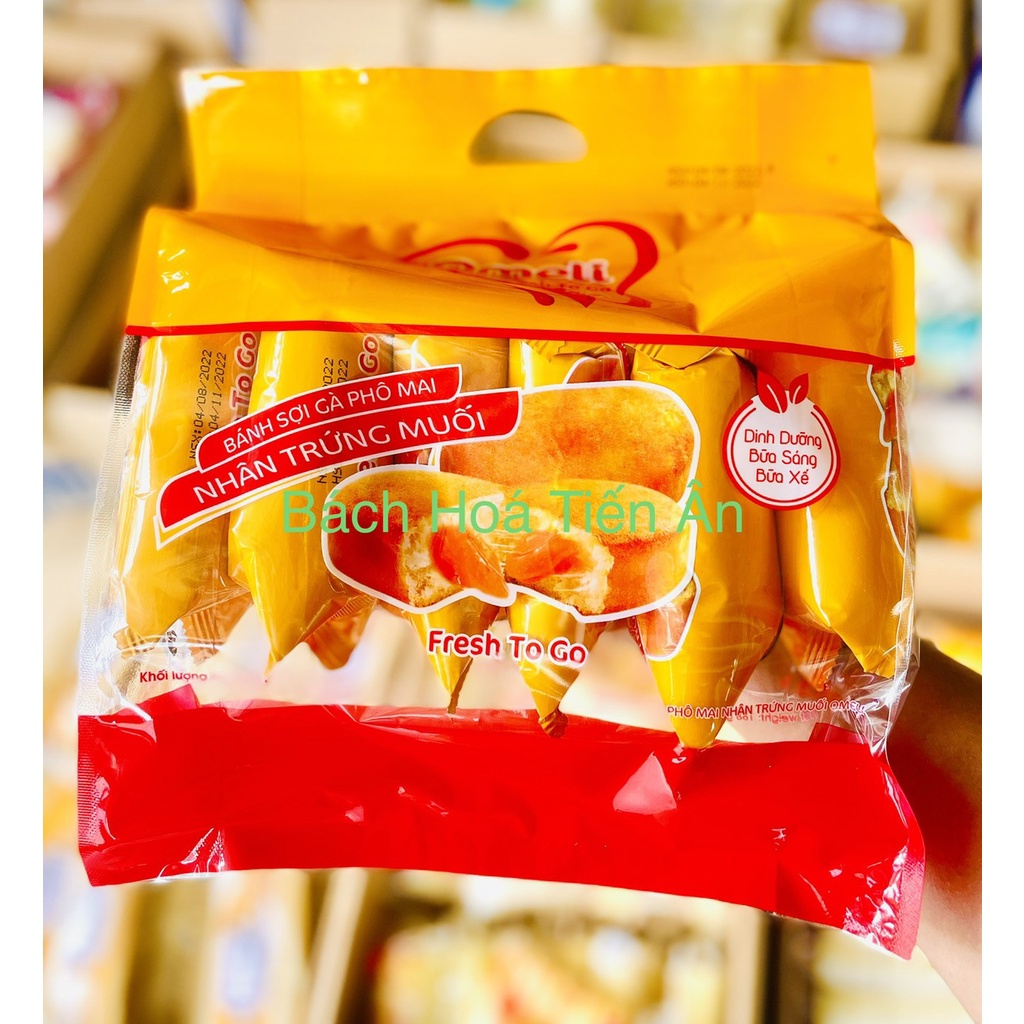 Bánh Mì Sợi Thịt Gà Phô Mai Nhân Trứng Muối Omeli ăn sáng gói168g