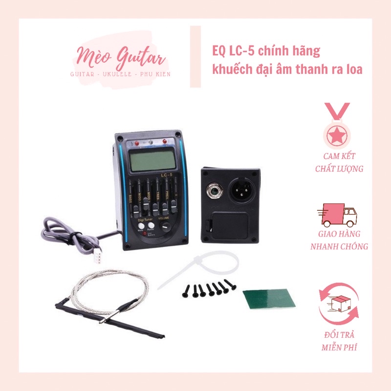 EQ Guitar LC5, Pick Up cho đàn Guitar Acoustic, Classic 5 băng tần, tích hợp máy tuner lên dây đàn