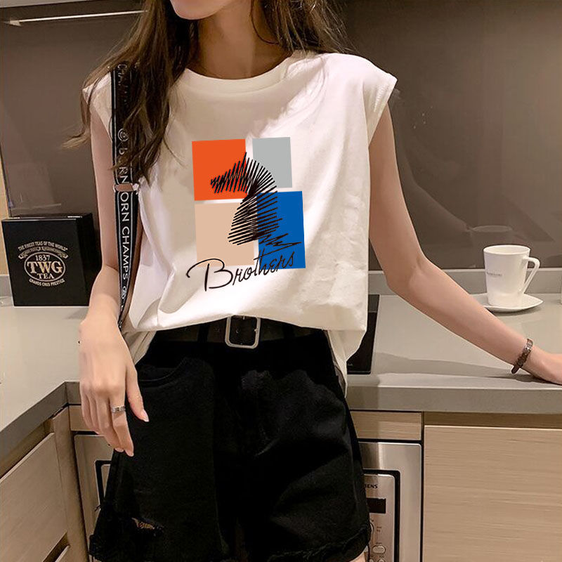 Áo Thun Thể Thao Sát Nách Form Rộng In Họa Tiết Hoạt Hình Size M-2XL Cho Nữ