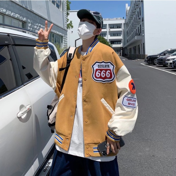 Áo khoác bóng chày form rộng phong cách Hàn Quốc cá tính dành cho nam