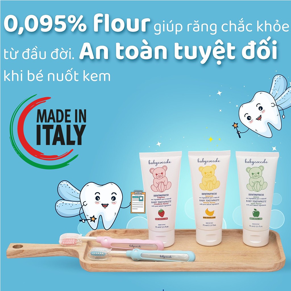  Kem Đánh Răng cho Bé Babycoccole 12M+ 75ml Hữu cơ Nuốt Được