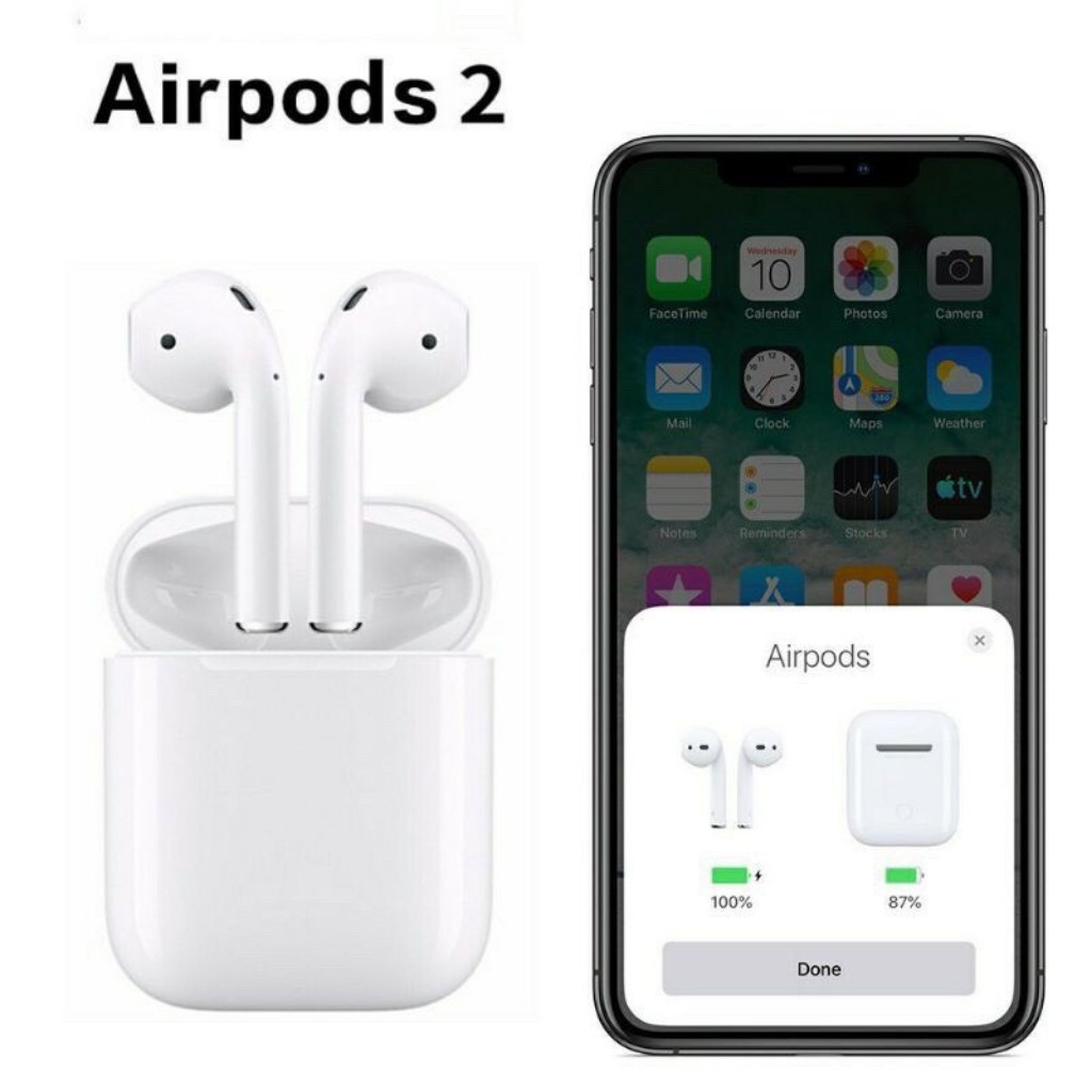 Tai nghe Bluetooth AirPods 2 TWS Cao Cấp - Đinh vị - đổi tên đa chức năng - BH 12 Tháng