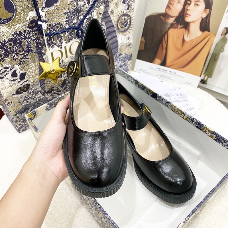 Giày búp bê cd mũi tròn quai ngang gót vuông fullbox