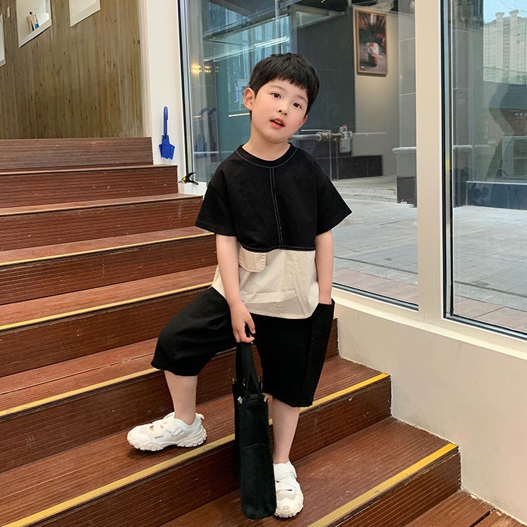 Bộ Đồ bé trai Style hàn quốc, quần áo bé trai mùa hè thoáng mát 9kg đến 25kg Áo cotton quần đũi xước Bn001