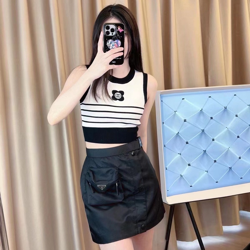 Áo croptop ZHELIHANGFEI dệt kim sát nách thêu họa tiết thời trang quyến rũ cho nữ