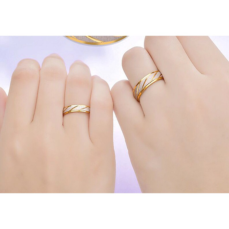 Nhẫn Cặp Thời Trang Mạ Vàng 18K, Nhẫn Đôi Sọc Nam Nữ Cực Đẹp UnisexTitanium ...