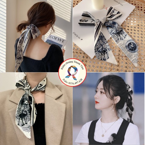 [Mã FAMARAL2 giảm 10K đơn 50K]Khăn Buộc Tóc Choàng Cổ Quấn Túi Làm Nơ Xinh Xắn Phong Cách Hàn Quốc