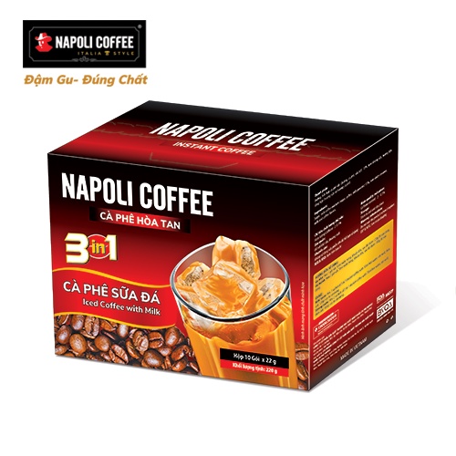 Cà Phê Hoà Tan Sữa Đá 3IN1 Napoli Coffee (22g/gói) - Cà Phê SẠCH Chuẩn Arabica/Robusta-