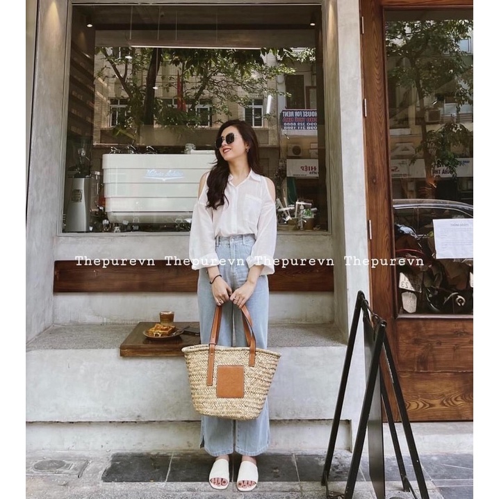 ⚡️KHOÉT VAI⚡️Áo sơ mi đũi tằm khoét vai màu trắng