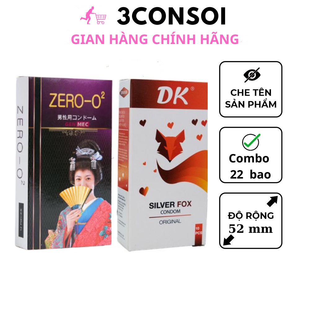 Combo 2 hộp bao cao su Zero, Dk, bao cao su siêu mỏng, mang lại cảm giác chân thật