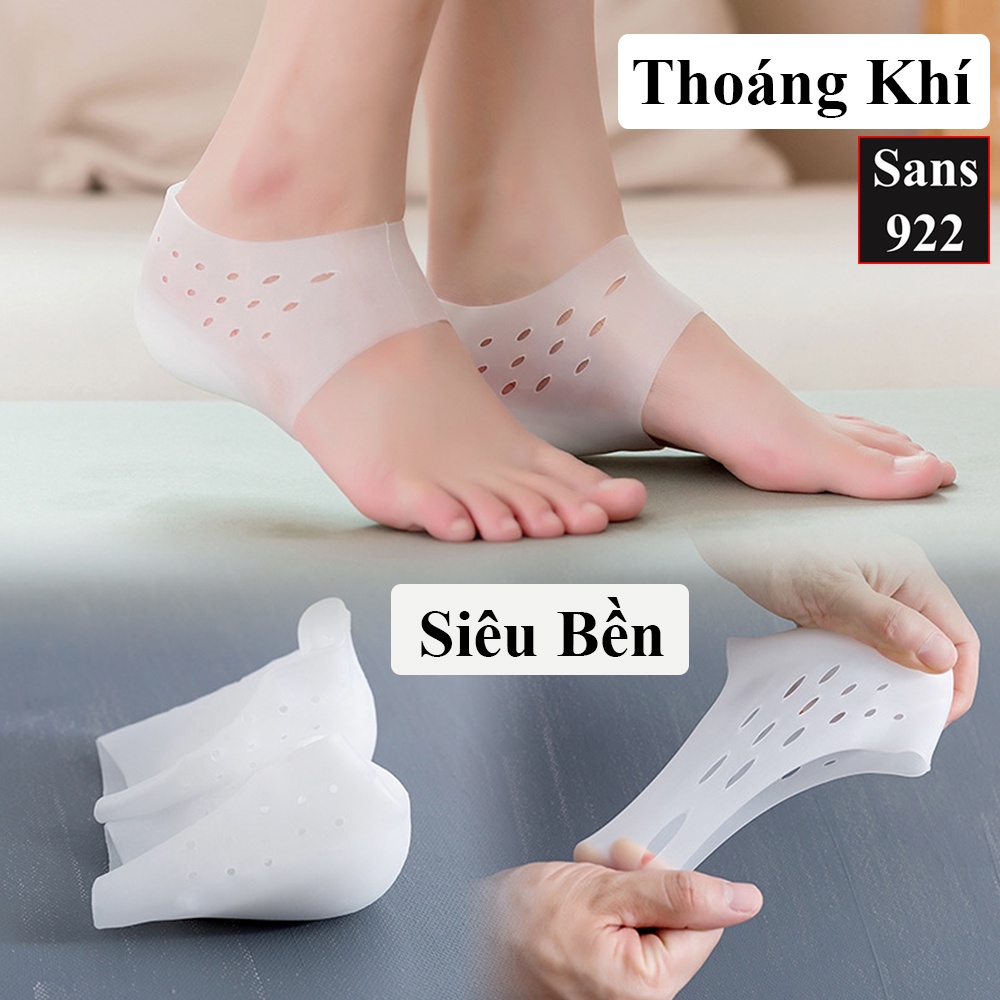 Vớ tất tăng chiều cao silicon không lộ Sans922 unisex nam nữ êm chân thoáng khí miếng lót giày độn đế nâng gót cao cấp