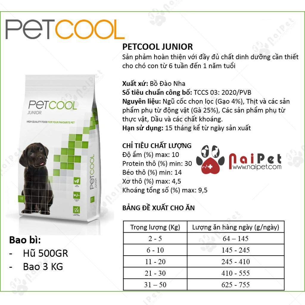 Thức Ăn Hạt Cho Chó Trưởng Thành Cỡ Lớn Petcool Daily Fresh 3kg