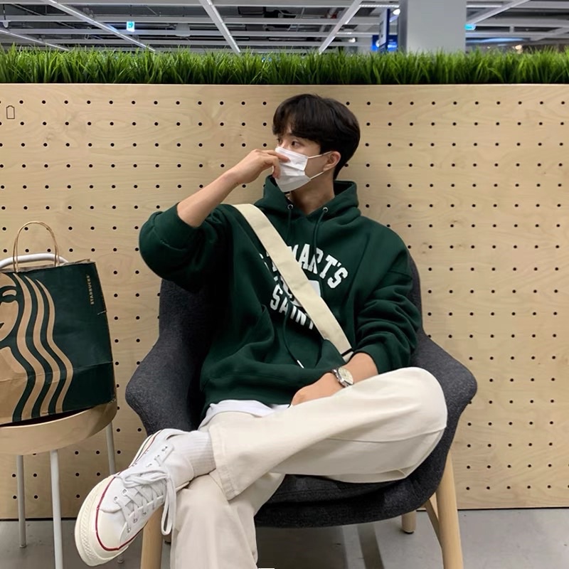 Áo Hoodie Nỉ Bông Chữ in Đơn Giản Tay Dài Unisex
