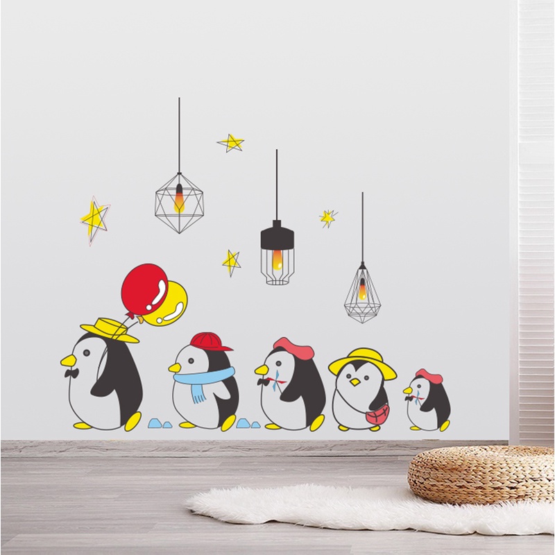 Decal dán tường siêu to tập đoàn chim cánh cụt