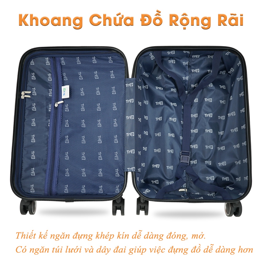 Vali nhựa TRIP P16 Size 20inch xách tay lên máy bay bảo hành 5 năm chính hãng