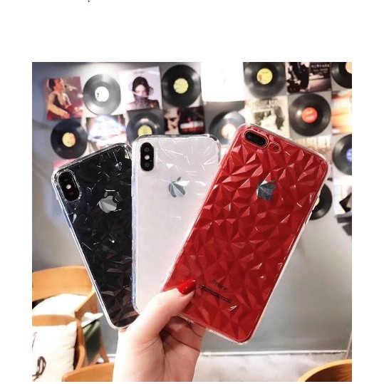 Ốp Vân Kim Cương Silicon 3D Trong Suốt cho Iphone 6/6plus/7/7plus/8/8plus/X