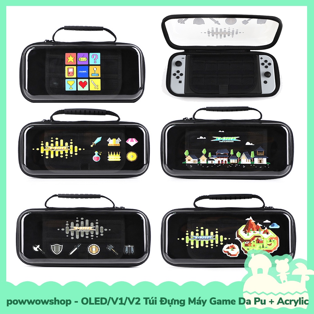 [Sẵn VN - Hỏa Tốc] OLED/V1/V2 Túi Đựng Máy Game Da Pu+Acrylic Cho Máy Game Nintendo Switch Phong Cách Gaming Style