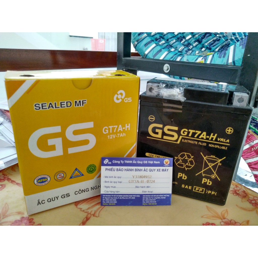 Ăc quy khô GS GT7A (12V7AH) Cho Xe SH Nhập,Dylan, Lead, scr và Liberty