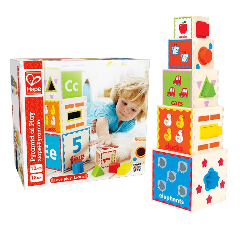 TiNiStore-Đồ chơi bằng gỗ hộp khối kim tự tháp Hape E0413A