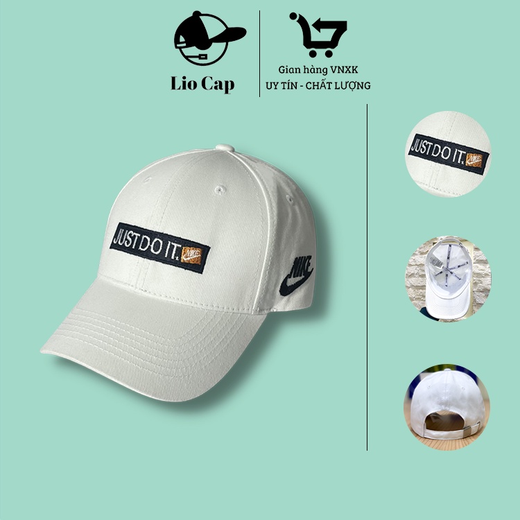 Mũ lưỡi trai Just do it trắng VNXK full hộp cao cấp Free Size thêu logo chữ nổi 3D