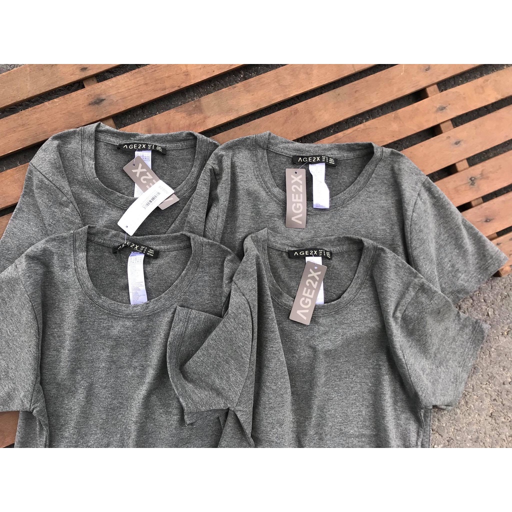 Xám Đậm - Chuyên Sỉ Áo Thun Trơn Đốm Age2x, Hàng VNXK Chất Lượng Cao, Phom Unisex Nam Nữ Đều Mặc Được