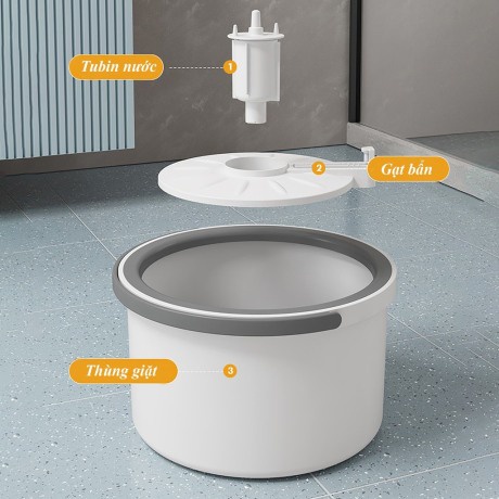 Cây lau nhà, chổi lau nhà thông minh, cây lau nhà tách nước K9 tách biệt 2 ngăn nước sạch và bẩn. Bộ lau nhà.