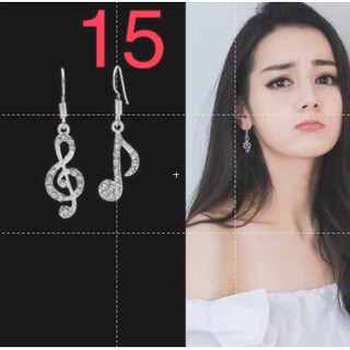 Bông tai, khuyên tai màu bạc nốt nhạc 2066