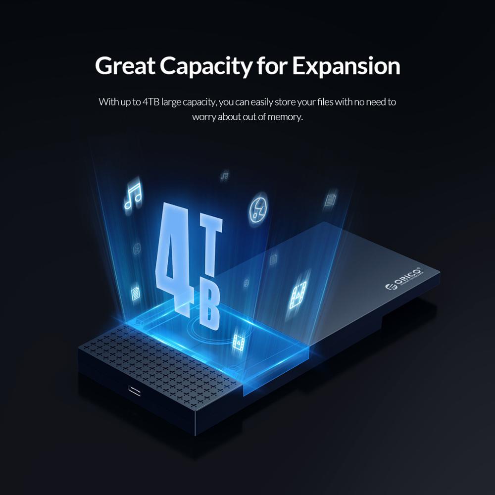 ORICO Vỏ Đựng Ổ Cứng Ngoài 2.5 inch Type-C USB3.1 Sang SATA3.0 5Gbps 4TB Kích Thước 7mm 9.5mm SSD/HDD