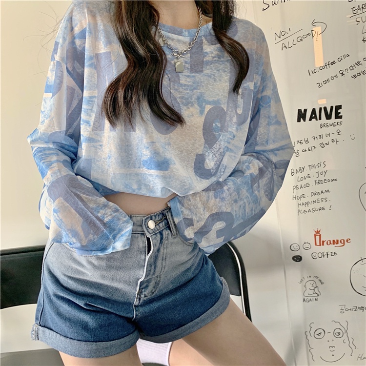 Porozi  Áo Thun Tay Dài Nhuộm Màu Kiểu Hàn Quốc Xinh Xắn Cho Nữ