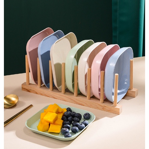 Set 8 Đĩa Nhựa Lúa Mạch đựng Hoa QUả, Trái Cây, Đồ Ăn An Toàn Và Tiện Lợi