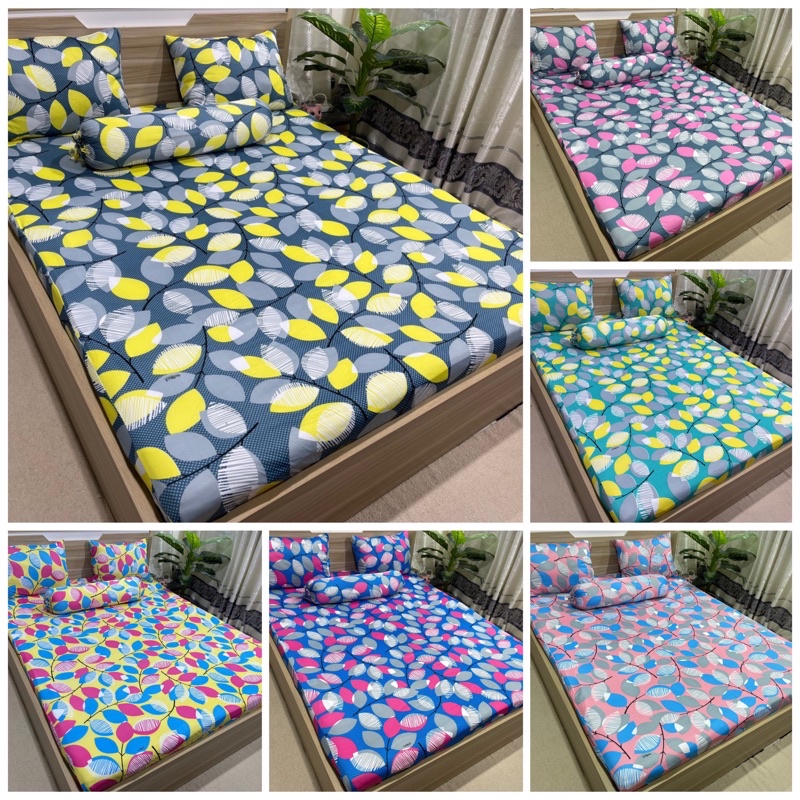 Bộ drap ga thun Hàn quốc mẫu lá mới không mền