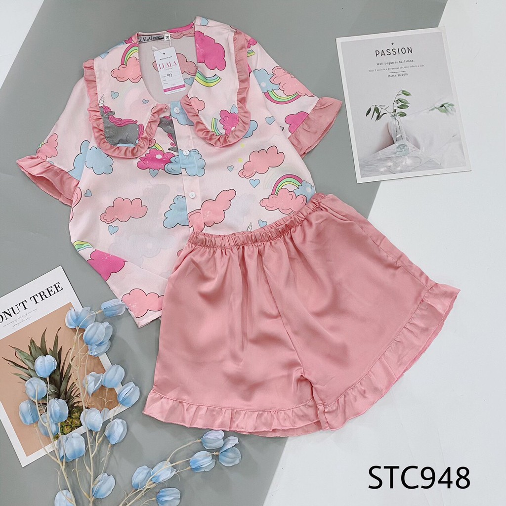 Bán Sỉ Lẻ SLL Pijama Lụa Satin Cao Cấp Mềm Mịn Thấm Hút Mồ Hôi - Bộ Mặc Nhà Cộc Đùi Thiết Kế Tay Dơi Xinh Xắn | BigBuy360 - bigbuy360.vn