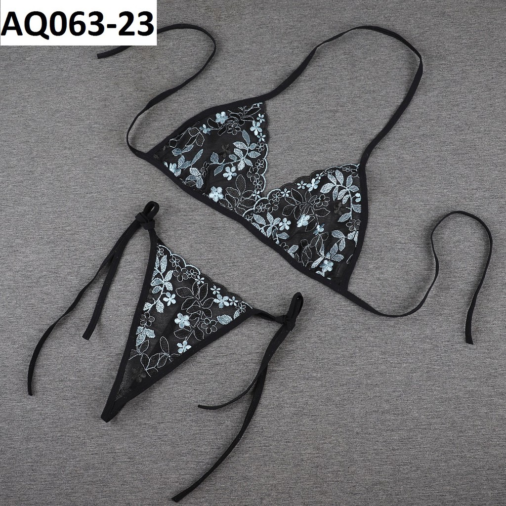 Bộ đồ lót lọt khe lưới thêu hoạ tiết sexy - Bộ đồ lót lưới thêu AQ063 | BigBuy360 - bigbuy360.vn