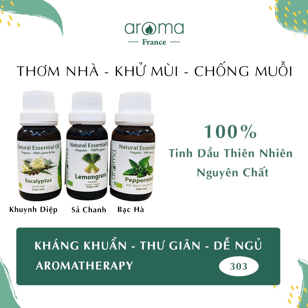 Tinh Dầu Xông AROMA Khuynh Diệp , Sả Chanh , Bạc Hà 10ml