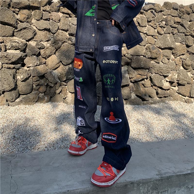 Quần Jean Dài Dáng Rộng Phong Cách hip hop Đường Phố Mỹ Thời Trang Cho Nam Và Nữ
