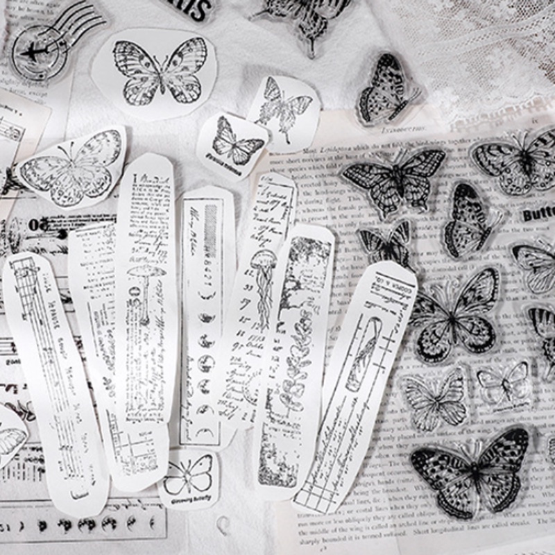 Bộ Tem Đóng Dấu Bằng Silicone Họa Tiết Hoa Lá Phong Cách Cổ Điển Dùng Trang Trí Sổ Tay DIY