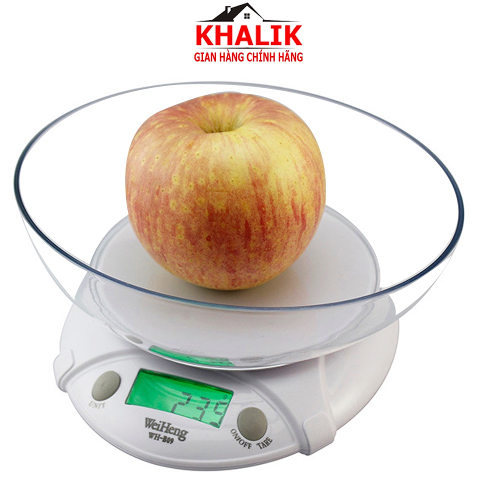 Cân điện tử nhà bếp 3kg 7kg KHALIK WH-B09 có kèm tô đựng dùng pin độ chính xác cao - Fullbox