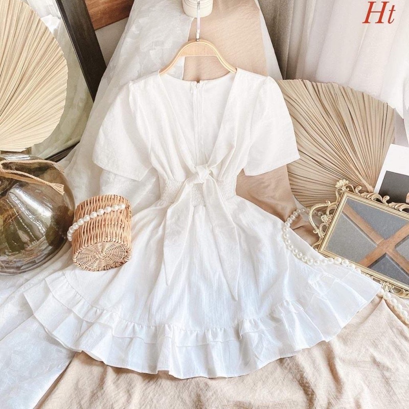 Váy xoè buộc nơ lưng H2V688