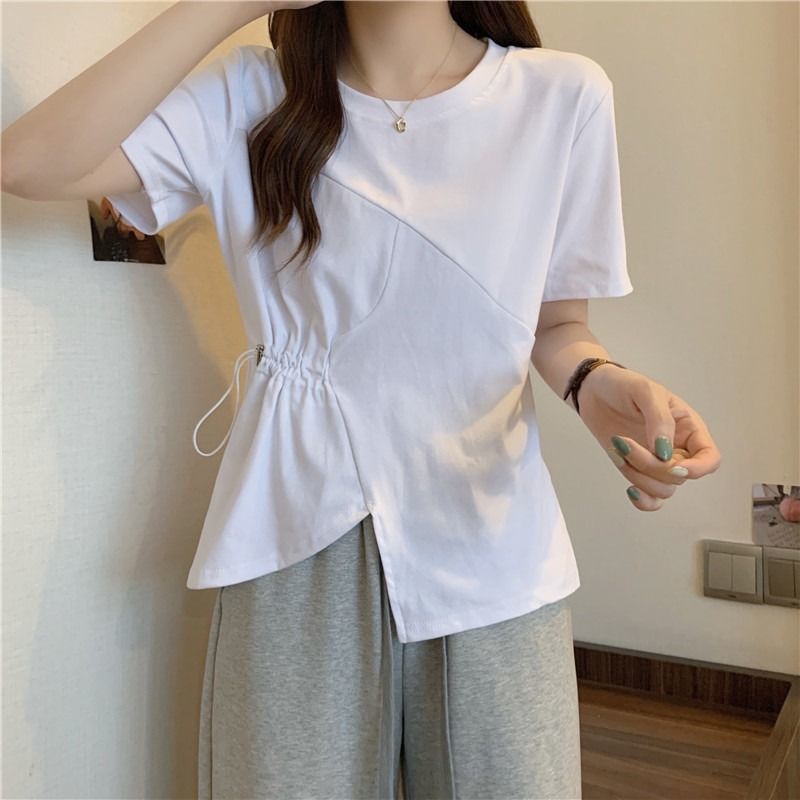 Áo thun IELGY ngắn tay phối dây rút phong cách Hàn Quốc cho nữ