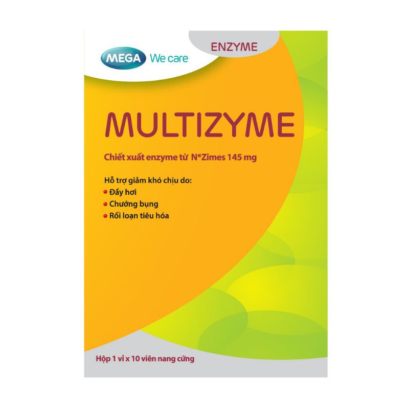 Thực phẩm bảo vệ sức khỏe Men tiêu hóa hỗ trợ giảm đầy hơi, chướng bụng Multizyme - Hộp 1 vỉ x 4 viên