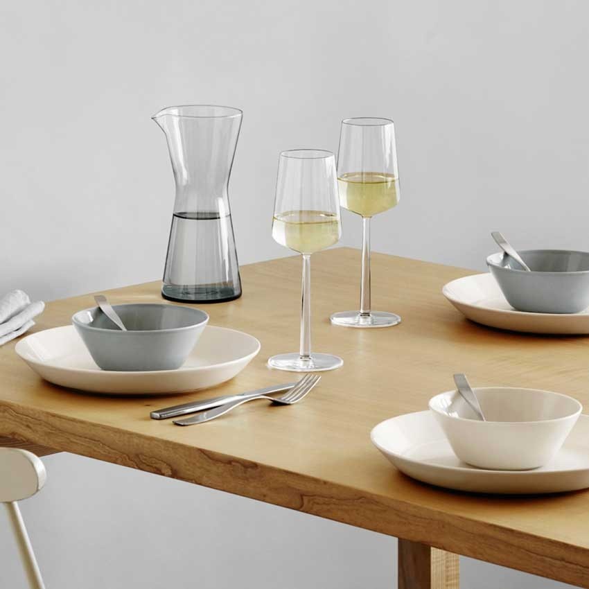 Bộ bát đĩa sứ cao cấp Iittala màu ghi, phong cách tối giản, kích thước đa dạng